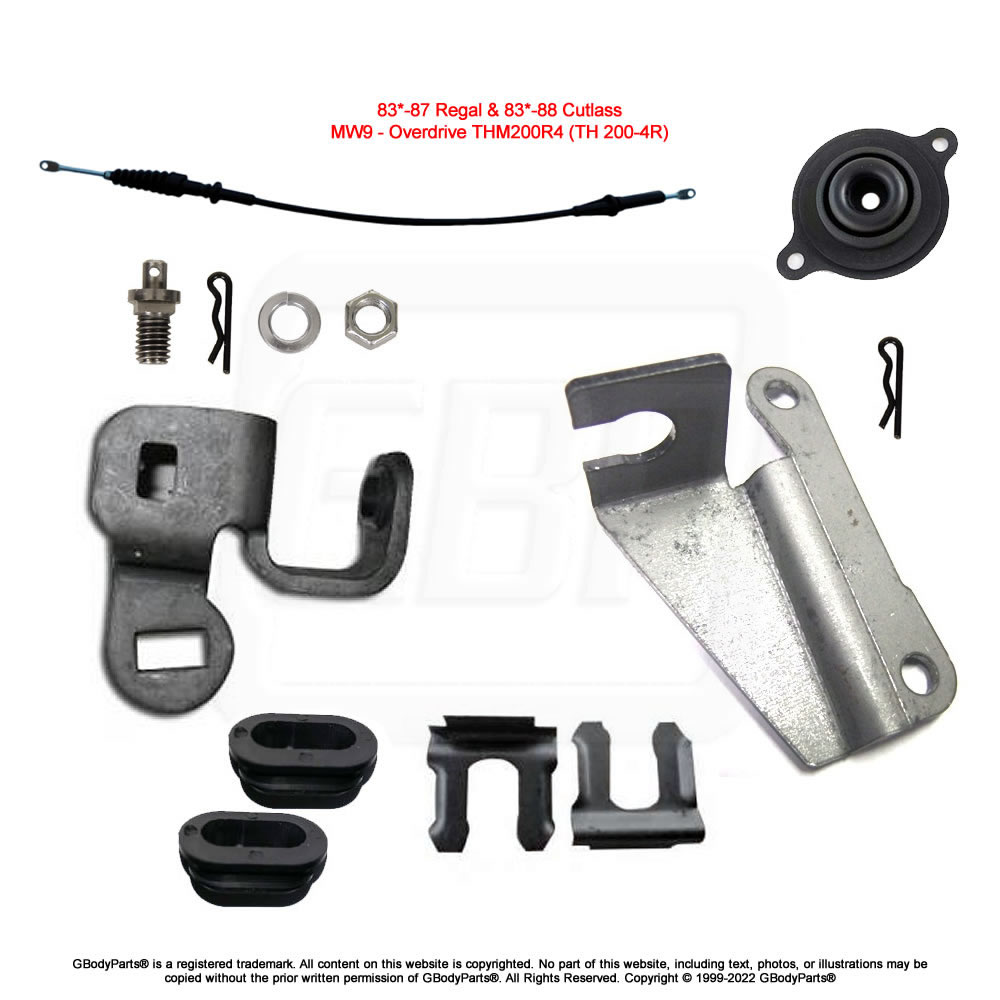 83-88 Cutlass Regal 200-4R Transmission Gear Selector Bracket Shifter Cable KIT